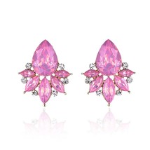LUBOV 2021 Jewelry Colorful Acrylic Crystal Stone Stud Earrings Fashion Rhinesto - £6.65 GBP