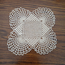 9&quot; Doily Hand Crochet Square Beige Decorative Table Dresser Cover Lace - £6.14 GBP