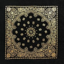 Carolina Creative Bandanna (Black/Gold) Metallic Paisley 22&quot; x 22&quot; Hav-A... - $157.86 MXN