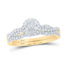 10kt Yellow Gold Round Diamond Cluster Bridal Wedding Ring Band Set 1/2 Cttw - £721.09 GBP