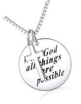 925 Sterling Silver Cross Necklace With God All Are - £116.96 GBP