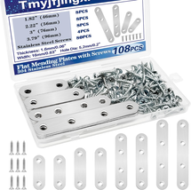 108PCS Metal Mending Plates Stainless Steel Brackets 4 Sizes Wood Repair... - €11,66 EUR