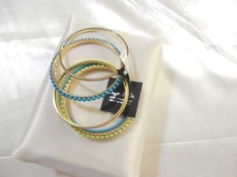 INC Gold Tone 6-Pc. Set Blue Green Multi Bangle Bracelets Y641 $29 - £8.27 GBP