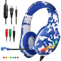 7 Color LED Professional Gaming Headphone  Camouflage navy - £25.33 GBP