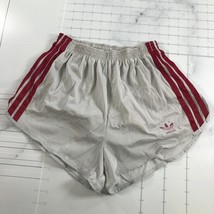 Vintage Adidas Running Shorts Mens S 28-30 Gray Three Burgundy Red Stripes - £59.51 GBP