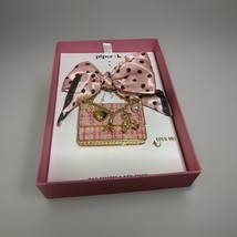 Piper K Bag Charm Key Chain Pink Tweed Purse Bow Gold Tone Cute Fun Acce... - $900.38 MXN