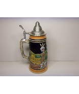 GERMAN LIDDED BEER STEIN, THE CASTLES OF KING LUDWIG,  NICE SHAPE - $44.55