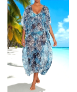 Lauren Ralph Lauren Indigo Patchwork MIDI Caftan Cover up Swimwear US/M ... - $33.17