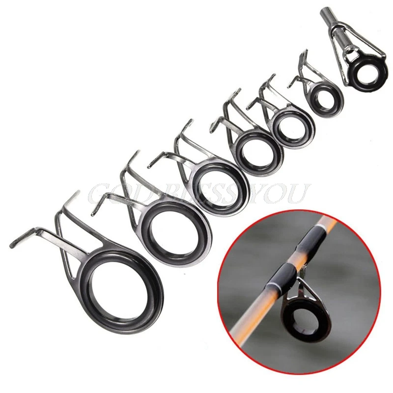 Brand  7Pcs Mixed Size Fishing Top Rings Rod Pole Repair Kit Line Guides... - £46.68 GBP