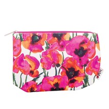 Vera Clinique Gift Cosmetic Bag Zipper Floral Orange Pink Ladybugs Handbag Pouch - £7.79 GBP