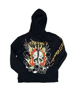 Ed Hardy Men&#39;s Flaming Skull Black Hoodie L or XL - £34.07 GBP