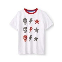 Wonder Nation Boys T Shirt Large (10-12) White W Skulls &amp; Lightening Bolts NEW - £7.86 GBP