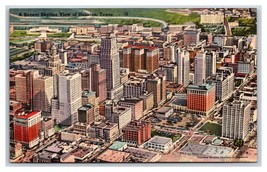 Birds Eye View Skyline  Houston Texas TX UNP Linen Postcard N18 - £3.79 GBP