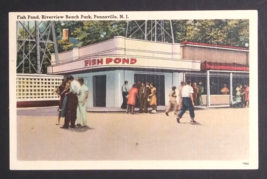Riverview Beach Park Pennsville New Jersey NJ Fish Pond Linen Postcard c1950s - £15.72 GBP