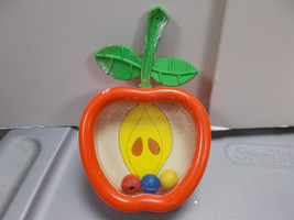 Playskool Apple Hard Shell Plastic With Green Stem and Three Colored Balls 1970s - $6.93