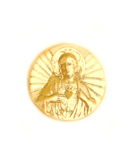 Men&#39;s 14K yellow gold sacred heart of Jesus ring unique detailed finish - €759,87 EUR+