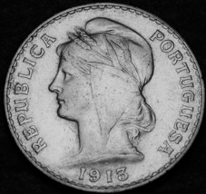 Portugal 50 Centavos, 1913 Au/Unc Silver~Liberty Head - $31.78