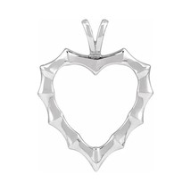 14k White Gold Bamboo Style Heart Pendant - £329.48 GBP