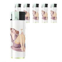 Butane Electronic Gas Lighter Set of 5 Pin Up Girl D5 Vintage Lady  - £12.62 GBP