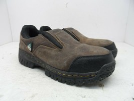 SKECHERS Men&#39;s Steel Toe Composite Plate Work Double Gore Slip On Shoe Brown 8 M - £25.61 GBP