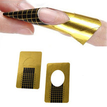 20 Nail Art Gold Guide Forms Acrylic / UV Gel Tips Extensions Manicure Stickers - £2.43 GBP