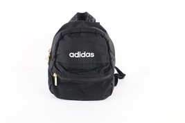 Vintage Adidas Spell Out Mini Backpack Book Bag Carry On Day Pack Black - $49.45