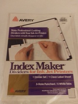 Avery 11456 5 Tab Index Maker Dividers For Ink Jet Printers White Tabs &amp;... - £6.29 GBP