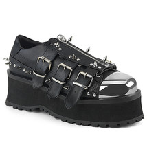 DEMONIA Men&#39;s 2&quot; Platform Black Lace-Up W/ Metal Toe Cap Shoes GRAVEDIGG... - $108.95