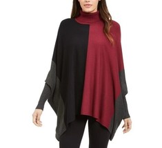 Alfani Womens Plus 2X Malbec Turtleneck Colorblock Poncho Sweater NWT CL77 - £25.78 GBP