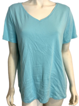 NWT Talbots Woman Light Blue V Neck Short Sleeve T shirt Size 2X - £18.97 GBP