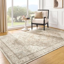 Boho Neutral Living Room Rug 5X7,Washable Vintage Rustic Earth Tone Modern - £56.96 GBP