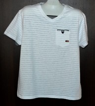 Xios Men’s White Striped Gray Trim T-Shirt Cotton Size 2XL  NEW - £18.14 GBP