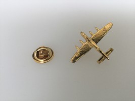 Lancaster Bomber Gold Plated Pewter Lapel Pin Badge Handmade In UK - $7.50