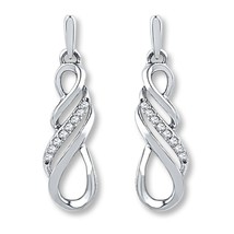 0.15Ct Simulated Diamond 14K White Gold Over Triple Wave Infinity Drop Earrings - £148.91 GBP