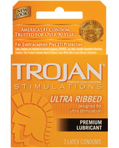 Trojan Ultra Ribbed Condoms - Box of 3 - $18.99