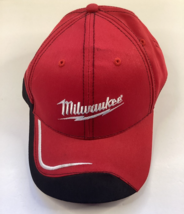 Milwaukee Tools Hat Red Adjustable Hook Loop Embroidered Spell Out Baseb... - $19.79