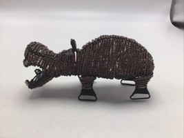 Hippo Sculpture Hippopotomus Bead Wire Beaded So African 5.5&quot; Handcrafte... - $29.39