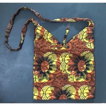 Boho Funky Tropical Print Brown Yellow Light Green Crossbody Bag Purse - $5.94