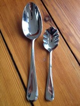 Pair Mikasa Stainless Steel 18/10 Serving Scalloped Spoons Flatware - $13.99
