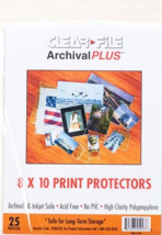 Clear File Archival Photo Print Protectors 8 x 10&quot; (25-Pack) 030025B - £6.41 GBP
