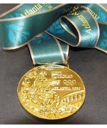 Atlanta 1996 Olympic Commemorative &#39;Gold&#39; Medal with Ribbons &amp; Display S... - £39.16 GBP