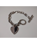 7.5 Inch Lightweight Silver Tone Michael Kors Heart Charm Bracelet - £32.05 GBP