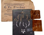Vtg Fischer Monogram Stencil Embroidery - E B Antique Metal Initials Let... - £67.54 GBP