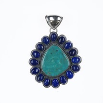 Large Gilbert Platero Navajo Sterling lapis, and turquoise pendant - $490.05