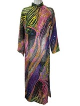 nha may colorful High Neck long sheer slit sides Kaftan Festival maxi dress OOAK - £31.37 GBP