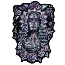 Santa Muerte, High Thread Embroidered Iron-On / Saw-On Rayon Patch - 9&quot; X 6&quot; - £23.97 GBP