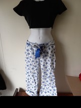 Tarea Rue 21 Sleepwear Pajama Bottoms Pants Blue White Stars Size S tie/belt - £12.20 GBP