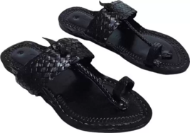 Mens Kolhapuri Soft Leather chappal Flat HT89 Jesus BOHO Sandals US size 7-12 - £28.94 GBP