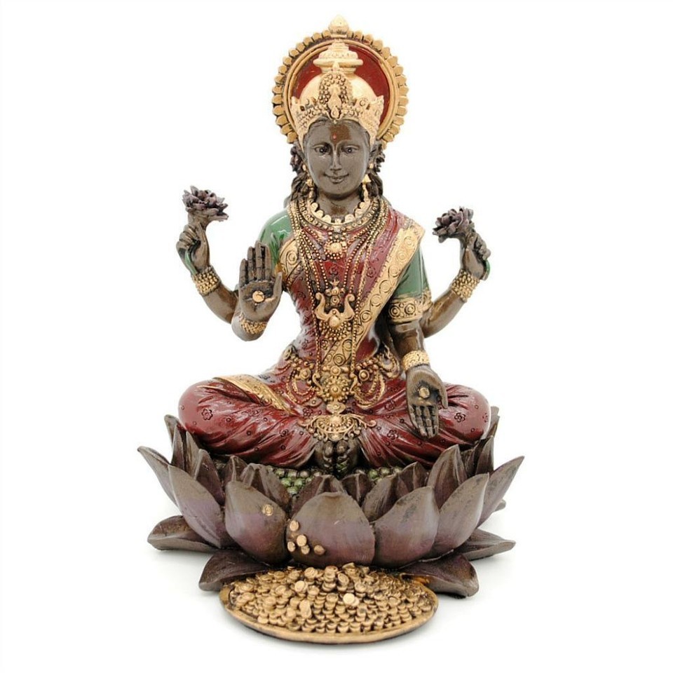 LAKSHMI STATUE 6&quot; Hindu Goddess of Wealth Prosperity GOOD QUALITY Bronze... - $31.96