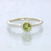 Ring Mali Garnet Yellow Grandite Silver size 6.5 Solitaire Stackable Design 705 - £45.84 GBP